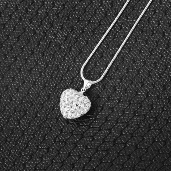 White 925 Sterling Silver Bubble Heart Necklace - Picture 2 of 4